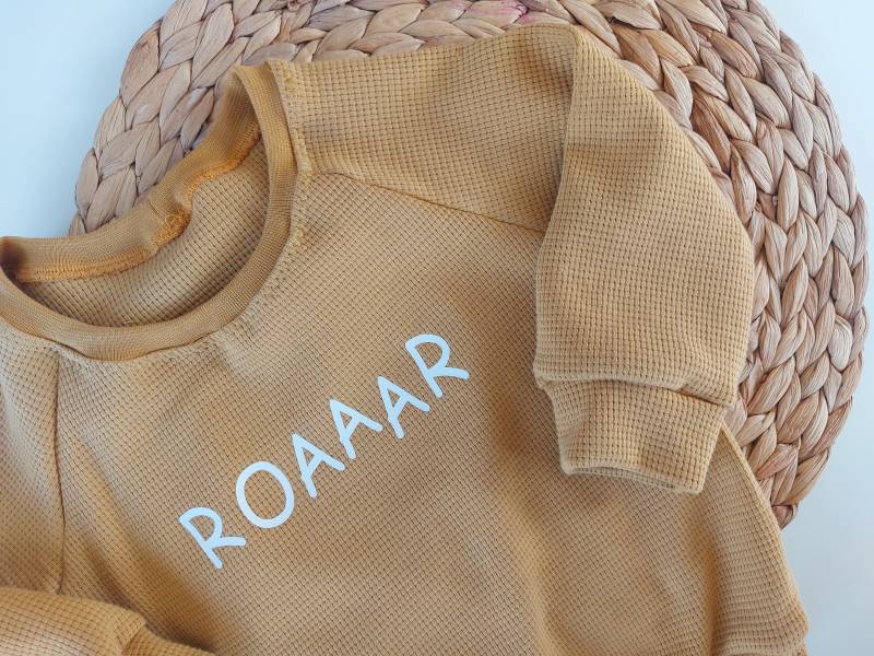 Roaaar Sweater Hoodie Pullover Shirt Waffel Bymini Senf Gelb von bymini20