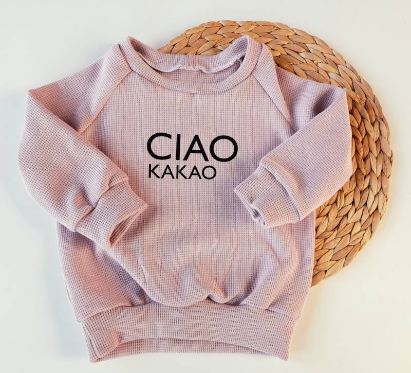 Sweater Hoodie Pullover Shirt Waffel Bymini Grau Rosa Rose Ciao Kakao von bymini20