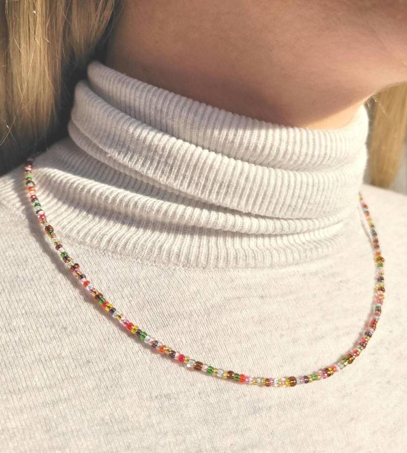 Halskette Bunt Und Transparent. Länge Ca. 51 cm + 4 Verlängerung von byschmidtchen