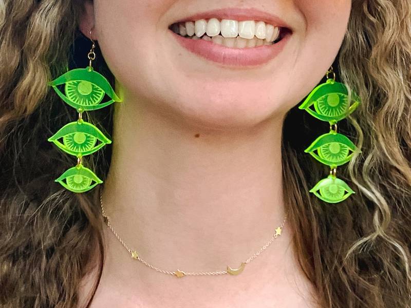 Große Augen Ohrringe Neon Fluoreszierende Acryl Böse Auge Durchbohrt Oder Clip-On Weihnachtsgeschenke Für Sie Geburtstag Geliebte Tochter Bff von byshabzi