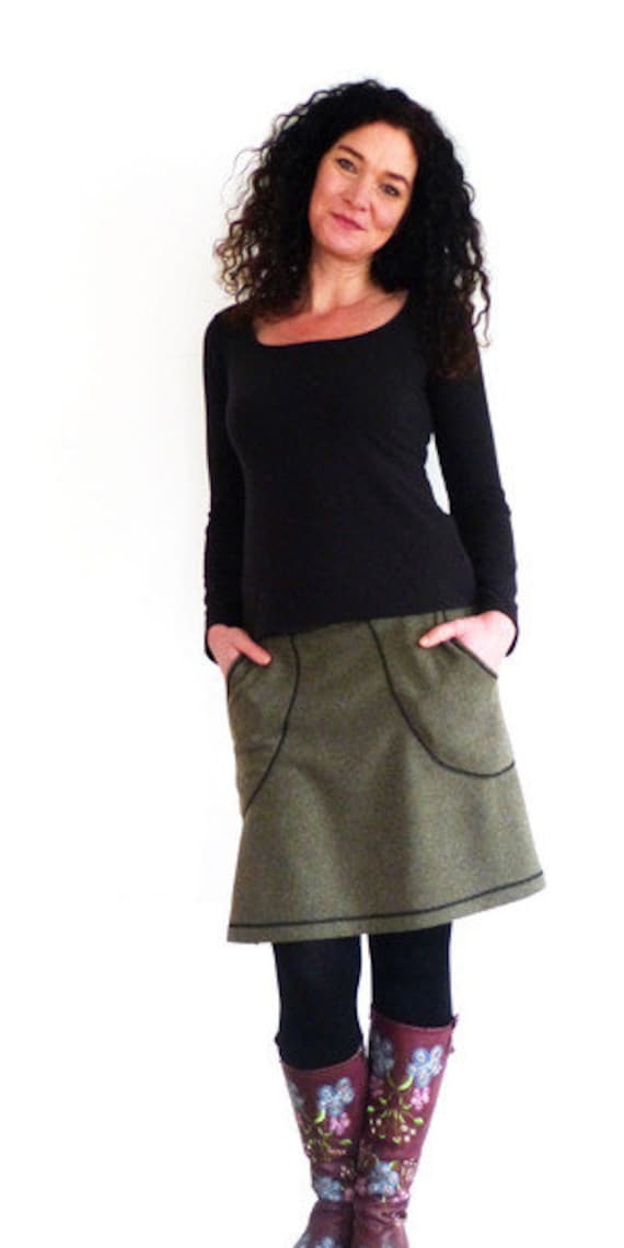 Bundrock Mit Taschen in A-Form Oliv von bysita