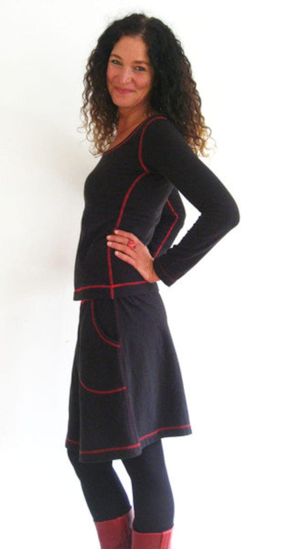 Bundrock Mit Taschen in A-Form Schwarz, Rot von bysita