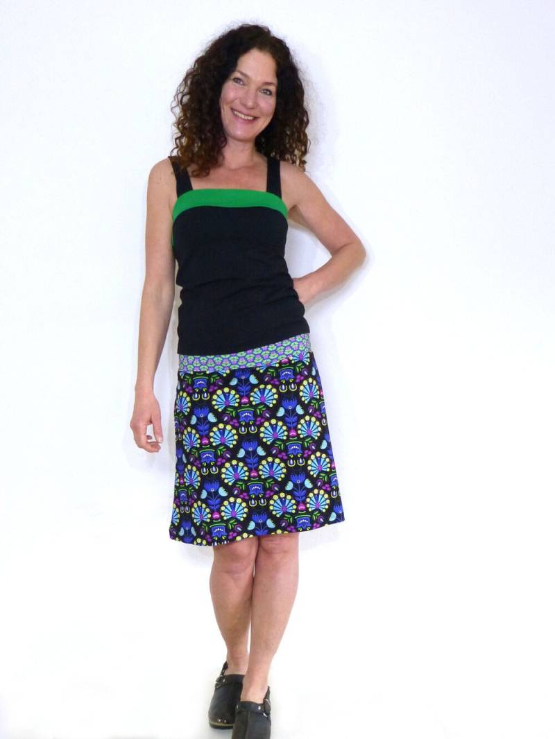 Bundrock in A-Form-Schwarz, Fasanenmuster, Bio von bysita