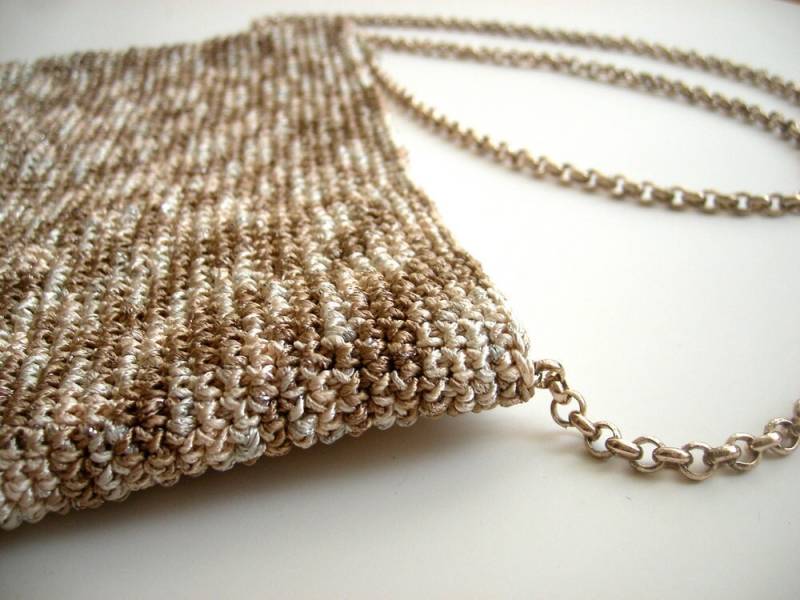 Goldene Häkeltasche, Cross Body Bag Mit Metallkette von bysweetmom