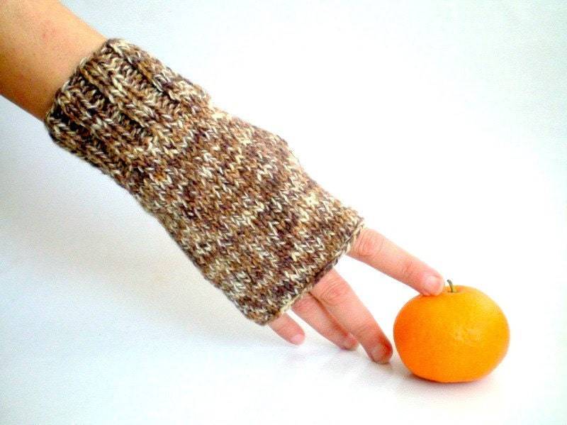 Tweed Braune Fingerlose Handschuhe von bysweetmom