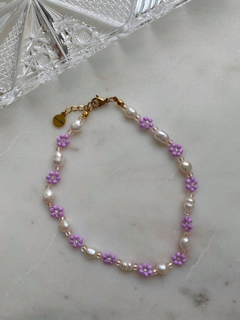 Fußkette Mit Gänseblümchen Daisyfußkette Sommerschmuck Fußkettchen Perlen Und Blumen Perlenschmuck Strand Fußband von byvmw