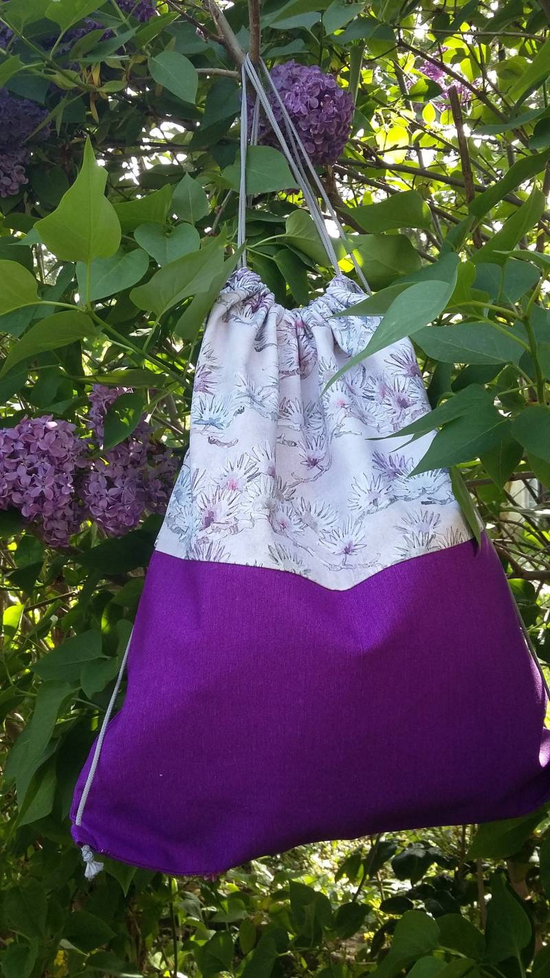 Lila Gemusterter Kordelzug Rucksack Lila Gemusterter Kordelzug Rucksack von cHilibyCili