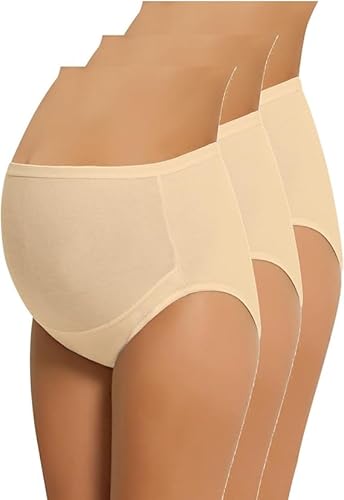 ca lia Nbb 3 Pack Frauen Umstandsunterwäsche Hohe Taille Schwangerschaft Nahtlose Weiche Hipster Höschen Über Bauch, 3er-Pack Nude, L von ca lia