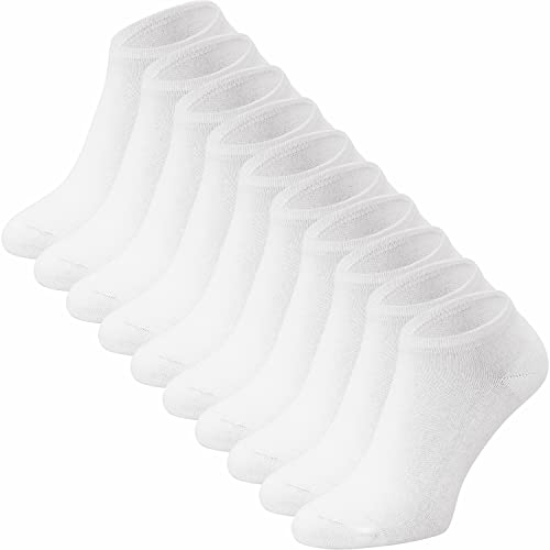 ca·wa·so Sneaker Socken für Damen & Herren im 10er-Set | Freizeitsocken ohne Naht | Weiches Material (80 % Baumwolle) | Kein Rutschen (39/42, weiß) von ca·wa·so