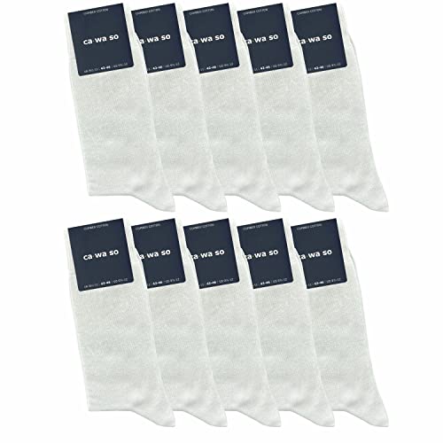 ca·wa·so Socken für Damen & Herren im 10er-Set | Ohne drückende Naht | Bequemes & weiches Material (80% Baumwolle) | Business & Freizeit (35-38, weiß) von ca·wa·so