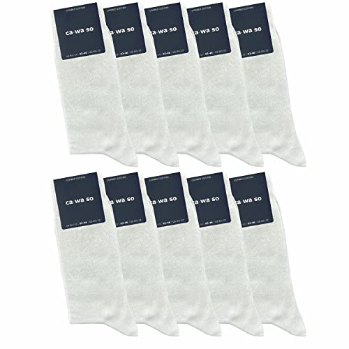 ca·wa·so Socken für Damen & Herren im 10er-Set | Ohne drückende Naht | Bequemes & weiches Material (80% Baumwolle) | Business & Freizeit (47-50, weiß) von ca·wa·so