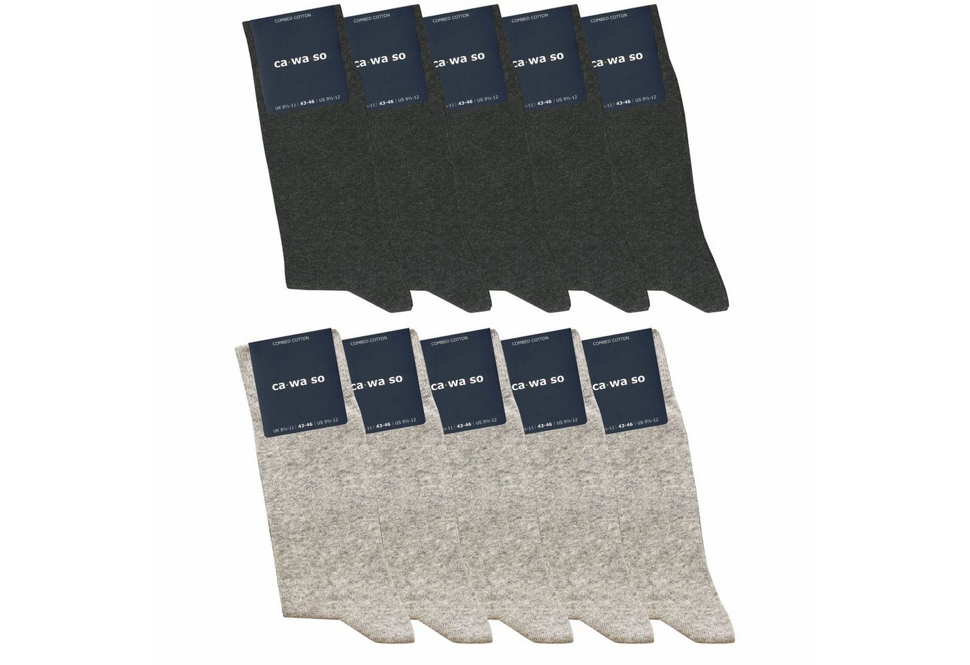 ca·wa·so Socken für Damen & Herren - bequem & weich - aus doppelt gekämmter Baumwolle (10 Paar) Socken in schwarz, bunt, grau, blau und weiteren Farben von ca·wa·so