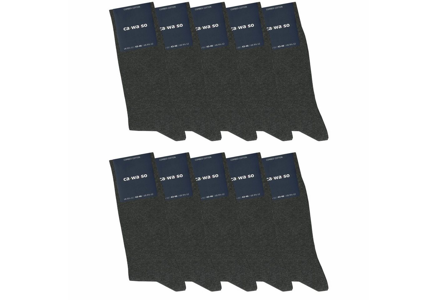 ca·wa·so Socken für Damen & Herren - bequem & weich - aus doppelt gekämmter Baumwolle (10 Paar) Socken in schwarz, bunt, grau, blau und weiteren Farben von ca·wa·so