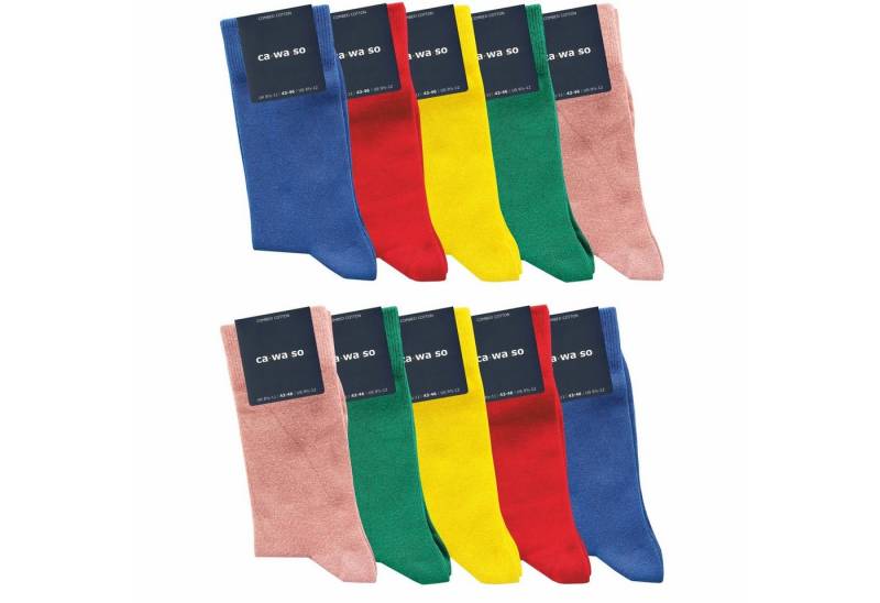 ca·wa·so Socken für Damen & Herren - bequem & weich - aus doppelt gekämmter Baumwolle (10 Paar) Socken in schwarz, bunt, grau, blau und weiteren Farben von ca·wa·so