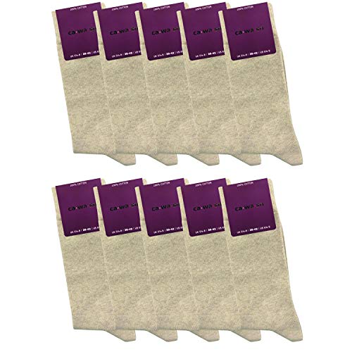 ca·wa·so Damen Socken aus 100% Baumwolle | Reine Baumwollsocken im 10er-Set | Freizeitsocken ohne Naht mit verstärkter Ferse & Spitze (39-42, beige) von ca·wa·so