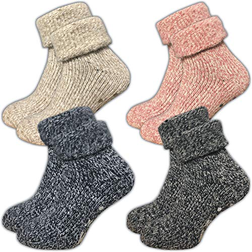 ca·wa·so Damen Stoppersocken aus Wolle | ABS Sohle (1er-Pack | 4er-Pack) (35-38, farbig | 4er-Pack) von ca·wa·so