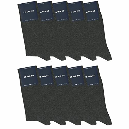 ca·wa·so Socken für Damen & Herren im 10er-Set | Ohne drückende Naht | Bequemes & weiches Material (80% Baumwolle) | Business & Freizeit (35-38, grau) von ca·wa·so