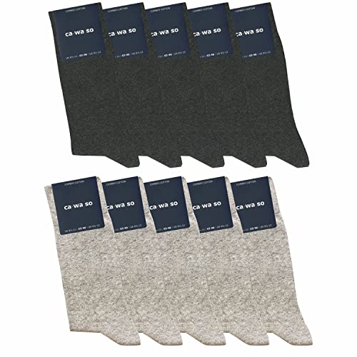 ca·wa·so Socken für Damen & Herren im 10er-Set | Ohne drückende Naht | Bequemes & weiches Material (80% Baumwolle) | Business & Freizeit (39-42, grau & hellgrau) von ca·wa·so