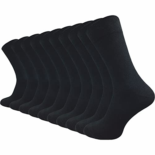 ca·wa·so Herren Socken aus 100% Baumwolle | Reine Baumwollsocken im 10er-Set | Freizeitsocken ohne Naht mit verstärkter Ferse & Spitze (39-42, schwarz - ohne Gummi) von ca·wa·so