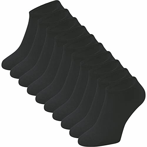 ca·wa·so Sneaker Socken für Damen & Herren im 10er-Set | Freizeitsocken ohne Naht | Weiches Material (80 % Baumwolle) | Kein Rutschen (39/42, Schwarz) von ca·wa·so