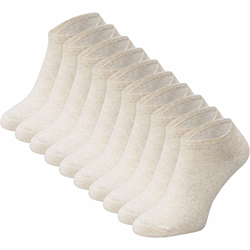 ca·wa·so Sneaker Socken für Damen & Herren im 10er-Set | Freizeitsocken ohne Naht | Weiches Material (80 % Baumwolle) | Kein Rutschen (47-50, beige) von ca·wa·so