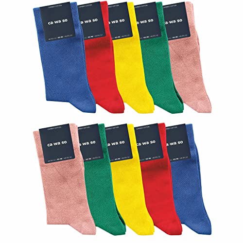 ca·wa·so Socken für Damen & Herren im 10er-Set | Ohne drückende Naht | Bequemes & weiches Material (80% Baumwolle) | Business & Freizeit (39-42, farbig 1) von ca·wa·so
