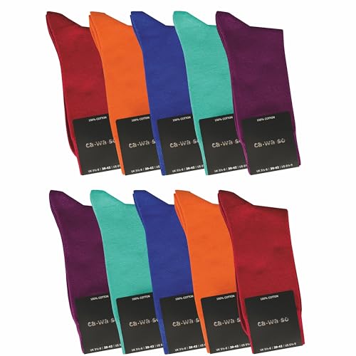 ca·wa·so 10 Paar Herren Socken aus 100% Baumwolle ohne drückende Naht über den Zehen (DE/NL/SE/PL, Numerisch, 43, 46, Regular, Regular, bunt 2) von ca·wa·so