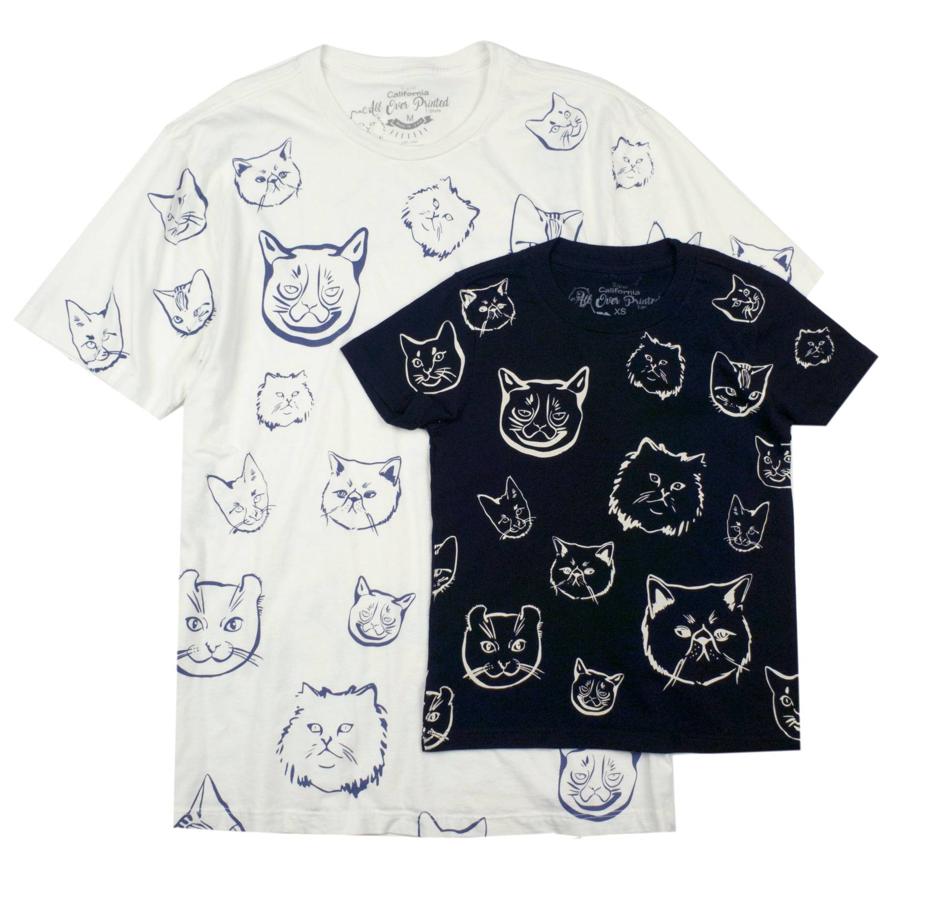 Kinder Katzen Über Gedruckte T-Shirts, Schwarz/Weiß Druck, 100 % Baumwolle Maßgeschneiderte T-Shirts von caalloverprint