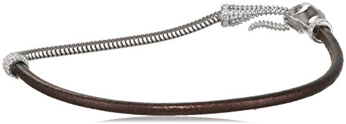 caï women Damen-Armband SNAKE 925 Silber rhodiniert Leder Zirkonia weiß 20 cm - C1616B/90/03/20 von caÏ