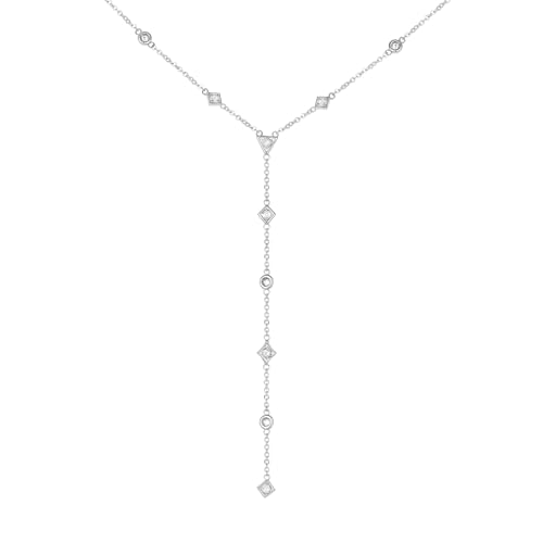 cai Damen Halskette 925 Silber rhodiniert Y-Kette mit Zirkonia 925/- Sterling Silber 45+5cm Glänzend weiß 360252616R-50 von cai