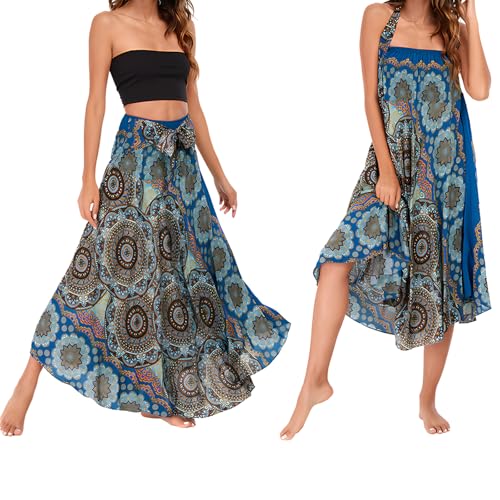 1Pcs Lang Gedruckter Rock Damen Chiffon Bohemien,Wickelrock,Rock Damen Sommer,Urlaub Sommerrock Strandkleider,Two Way to Wear Weich,Einheitsgröße von cailiya