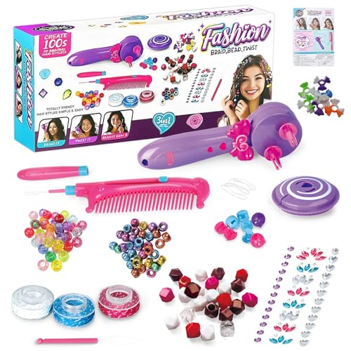 Haarflechtmaschine Mädchen,Automatic Hair Braider,Hair Bedazzler Kit,Automatische Haarflechter Kinder Braiding Device,Spielzeug ab 6 Jahre Mädchen von cailiya