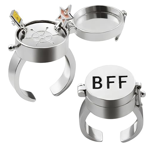 cailiya 2 Stück Beste Freunde für Immer Ring, Symbol of Friendship, Süßes BFF Offene Kappe Ring, Erinnerungsgeschenk für Die Beste Freundin (Silber) von cailiya