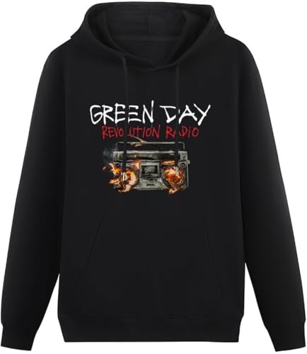 caipiao Green Day Revolution Radio Cover Black Men's Hoodie Graphic Sweatshirt Size XL von caipiao