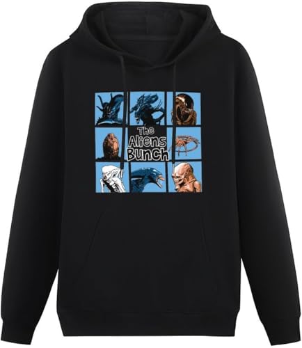 caipiao The Alien Bunch Xenomorph Facehugger Neomorph Horror Sci-FI Black Hooded Hoodie Loose Hoody Size XXL von caipiao