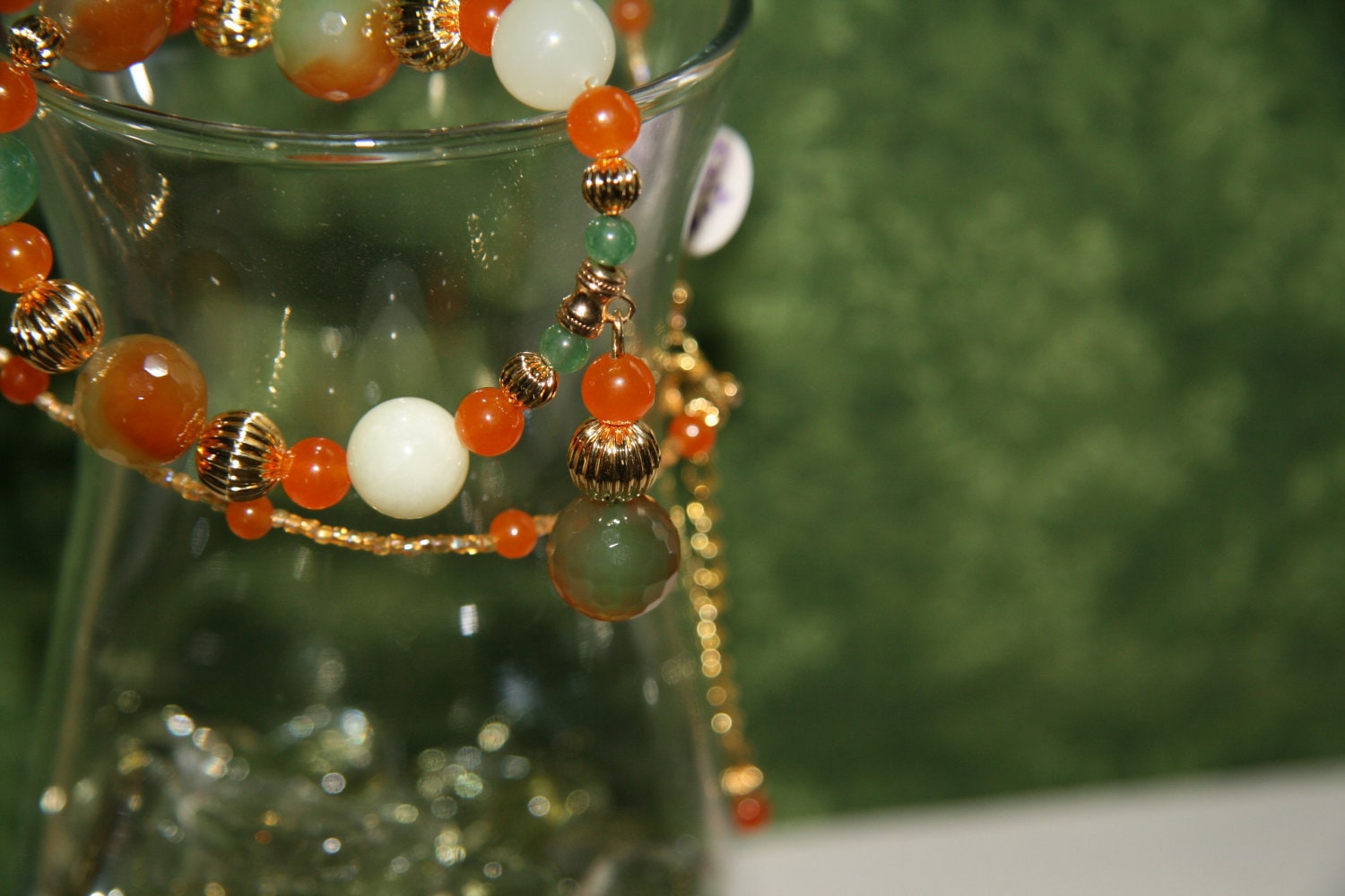 Gebänderte Achat Und Jade Anhänger | N33 von caitlinsfairycircle