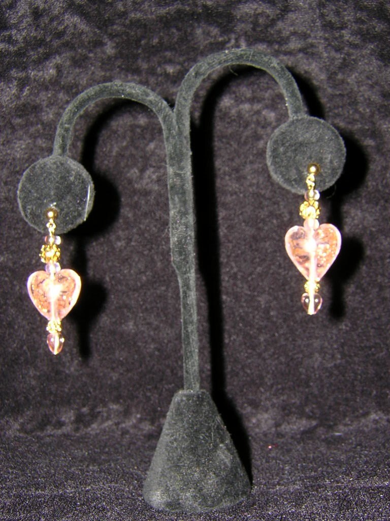 Rosa/Gold Herzen Der Liebe Perlen Tropfen Ohrringe | E24 von caitlinsfairycircle