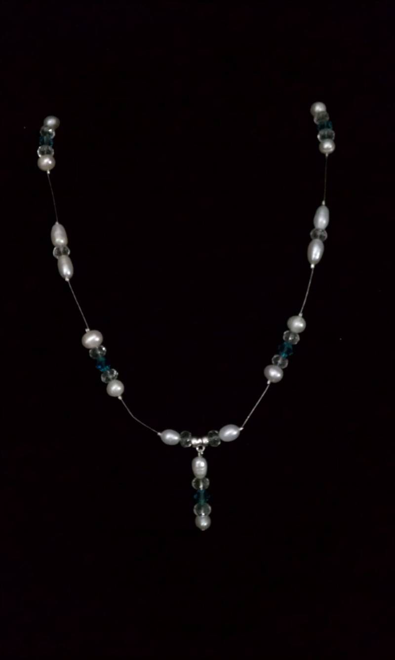 Türkis Und Süsswasserperle Floating Drop Halskette | N26 von caitlinsfairycircle