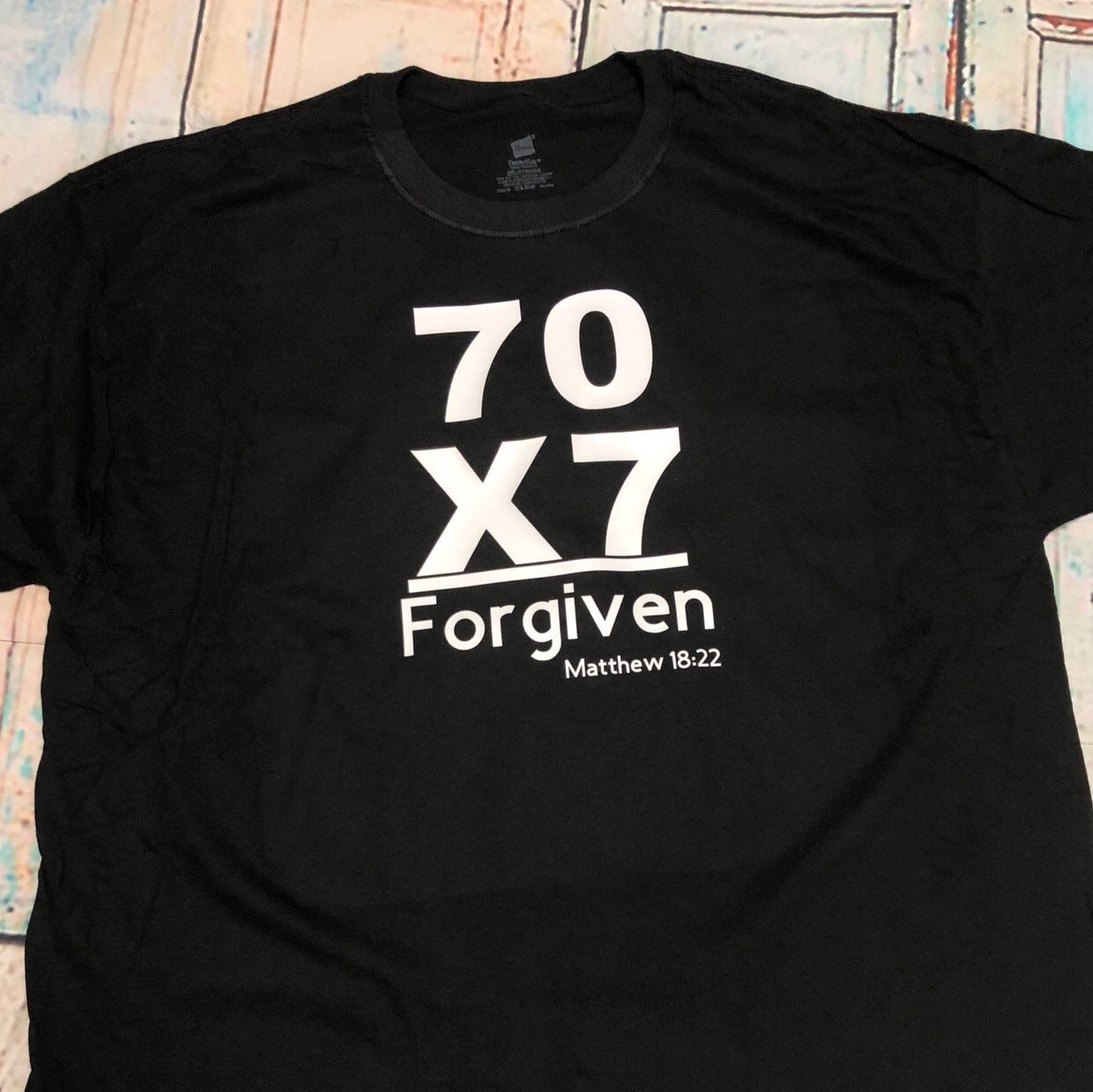 70x7 Gleich Vergeben E-Shirt.... Siebzig Mal Sieben Vergeben Unisex T... Matthäus 1822 von cajunkreations