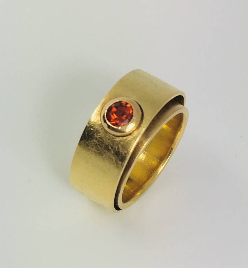 Double Ring in Gold With An Orange Garnet, Plated, Sterling Silver von cakecandleholder