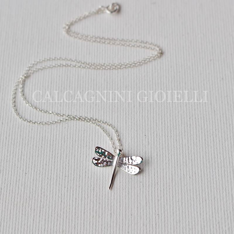 Dragonfly - Sterling Silber Libellen Anhänger Mit Kette Calcagnini Gioielli von calcagninigioielli