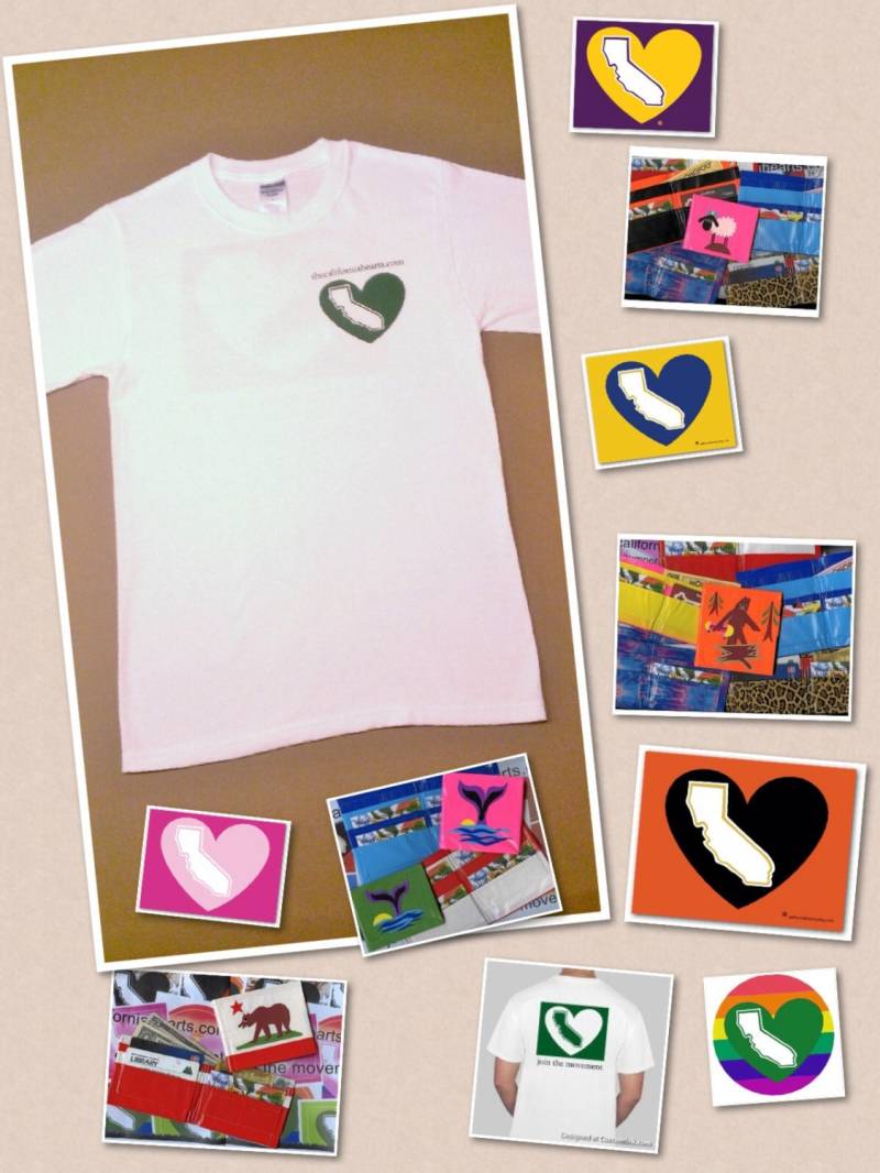 California Heart T-Shirt, Custom Duct Tape Wallet Und Aufkleber Nach Wahl von californiahearts