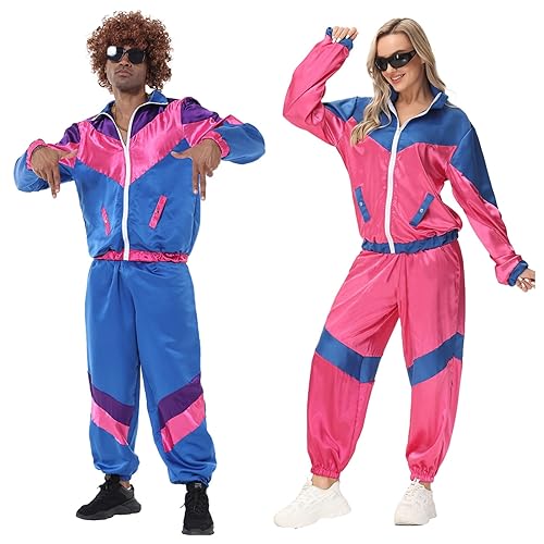 80Er Jahre Outfit Herren Damen,90Er Jahre Kostüm 80S Trainingsanzug Jogginganzug Sportanzug Erwachsene Faschingskostüme Für Mottoparty Karneval Halloween New Kids Kostüm Herren Fasching Damen Kostüm von callmo