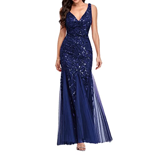 Abendkleid Damen Kleider Herbst Winter Kurz Sexy Cocktailkleid für Hochzeit Pailletten Quaste Bodycon,Elegantes Meerjungfrau Abendkleid Pailletten Stretch Schlank Sexy Kleider Langarm von callmo