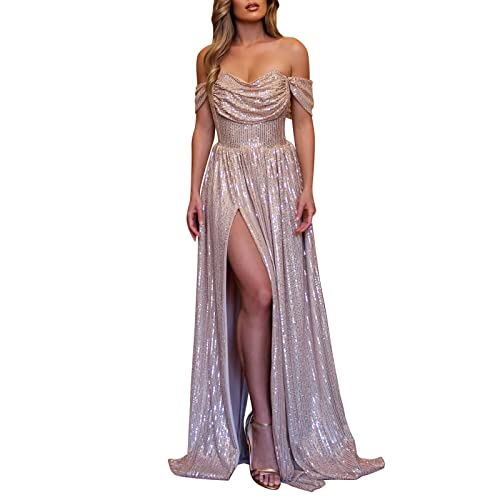 Abendkleider Ab 50 Jahre Abendkleid Damen Spitzenkleid mit Glitzer Kleid Partykleid Elegant Vintage Tunika Tüllkleid V-Ausschnitt Sexy Langarm Ballkleid Minikleid Knielang Paillettenkleid Schmetterlin von callmo