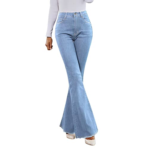 Baggy Damen Damen Jeanshosen Damenjeans Elastische Jeans Schmetterling Bedruckte Schlaghosen Gewaschene Jeans mit mittlerer Taille Klamotten Mädchen von callmo