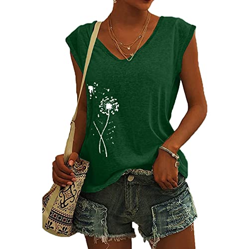 Bluse Damen Elegant ärmellose Tshirt Tops Frauen Lässig V-Ausschnitt Oberteile Basic Shirt Lose Sommer Blusen & Tuniken für Damen Baumwolle Damenbluse Einfarbig Mädchen Tank Top von callmo