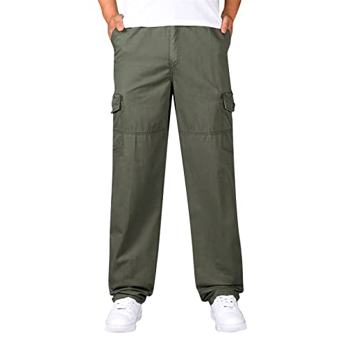 Cargohose Herren, Herren Hosen Cargo Chino Jeans Sporthose Casual Freizeithose Elastische Taille Hose Slim Fit Trainingshose Jogginghose Baumwolle Fitness Cargo Pants mit Taschen von callmo