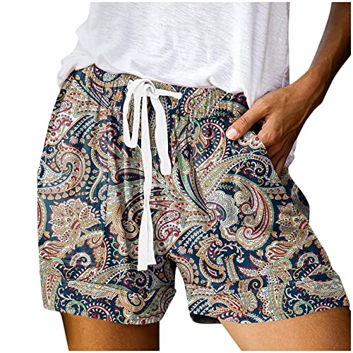 Damen-Shorts Damen Locker Shorts Elastischer Bund Raffung Sommerhose Breites Bein Short Faltenhose Casual Kurz Hose Einfarbig Böhmisch Damen Casual Shorts Sommer Freizeitshorts Sport Yoga Kurze Hose m von callmo