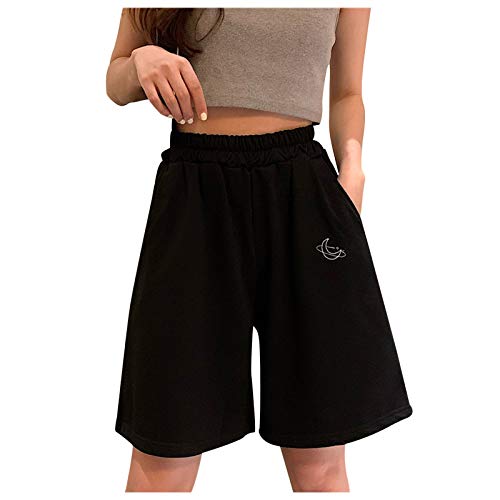 Damen Shorts Elegant Damen A-Linie Hoher Taille Bindegürtel Paperbag Kurze Hose Shorts Damen Bermuda Shorts mit Taschen Kurz Baumwolle Hose für Yoga, Sport, Freizeit von callmo